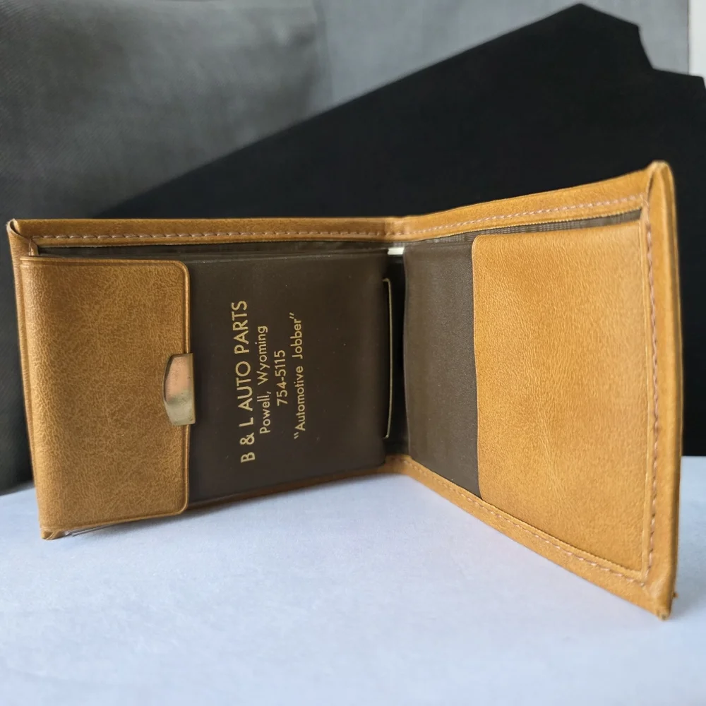 Vintage 1983 British Calf Bifold Wallet Pick-Pocket-proof  Man Made Leather
